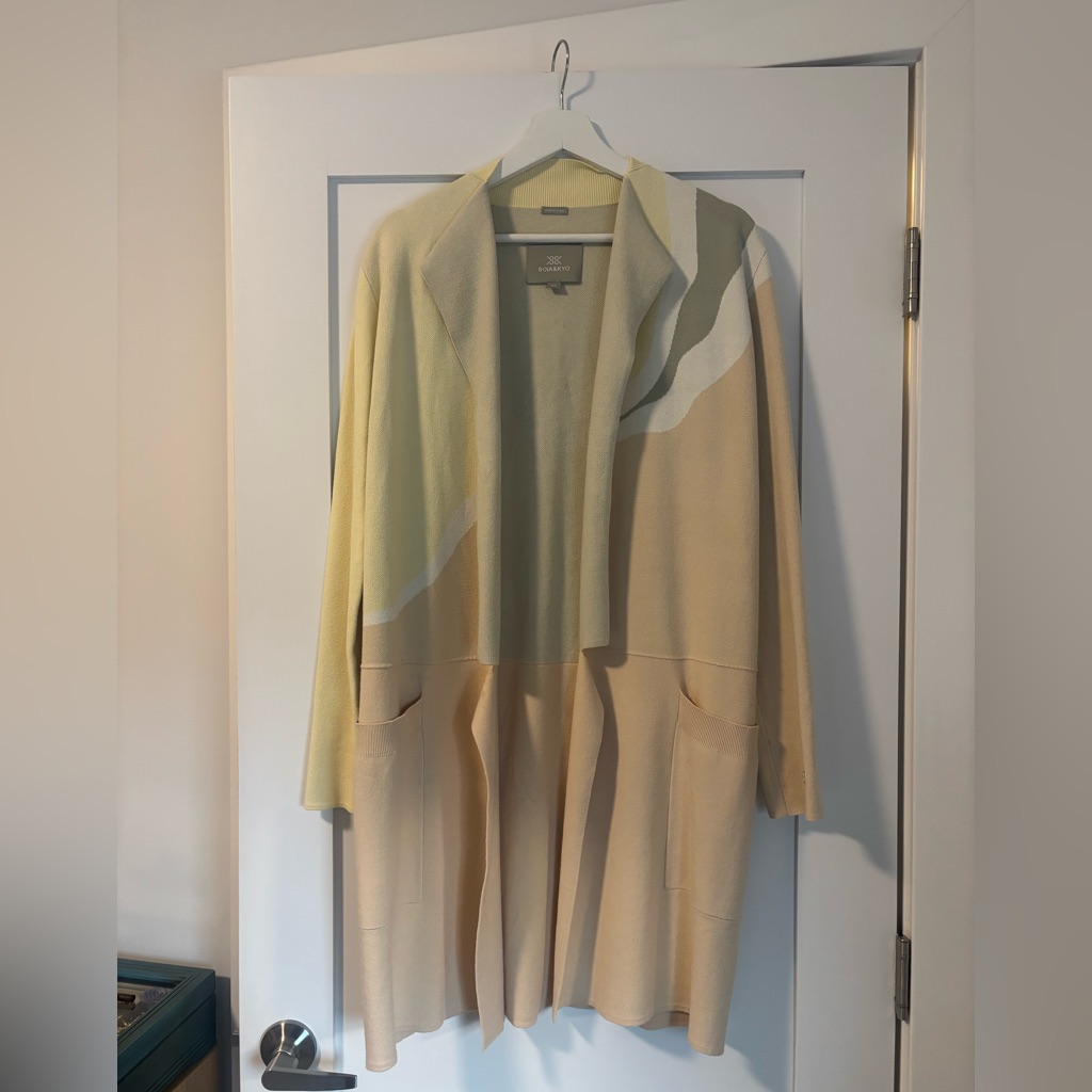 Soia & Kyo Benela-C Cream And Pale Yellow Open Cardigan Sz. Small